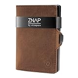 ZNAP Slim Wallet mit Münzfach - Kreditkartenetui mit Geldklammer - RFID Schutz - Braun Vintage Leder - Kartenetui Aluminium, Kreditkarten Etuis, Geldbeutel - bis 8 Karten - Geld Clip von SLIMPURO