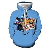 XDJSD Herren Pullover Herren Hoodie Plus Size Jacke Paar Pullover Hoodie Pullover Tiger Print Pullover Pullover Herren und Damen Hip-Hop Top