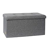 LOVE !T STORE !T – PREMIUM Sitzbank mit Stauraum – große gepolsterte Sitz Truhe – Aufbewahrungsbox / Hocker – 76x38x38 – extra stabil, MDF verstärkt – grau - 676768