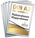 5 Plakatrahmen DIN A2 | 25mm Aluminium Profil, Silber | inkl. entspiegelter Schutzscheibe und Befestigungsmaterial | Alu Klapprahmen Wechselrahmen Posterrahmen | 5er Sparpack | Dreifke®