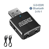 SZMDLX Bluetooth Adapter, Transmitter und Empfänger 3 in 1, USB Bluetooth 5.0 Dongle Stick USB Audioadapter Sender Receiver mit 3,5mm digitales Audiokabel für PC TV Kopfhörer Autoradio für Z