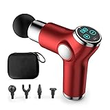 Ergocar Muskel Massagepistole Massage Gun Tiefen Massagegerät für Nacken Schulter Faszien Tiefengewebe mit 6-Gang-Modi Elektrisches Handmassagegerät 4 Massageköpfen, Touchscreen-R
