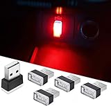 CTRICALVER Auto USB Beleuchtung, Mini USB Licht, Auto Umgebungslicht, Auto Umgebungslicht für Auto Laptop mobile Stromversorgung (5 Stück rote)