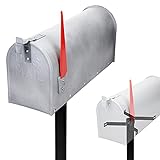 ML-Design U.S. Mailbox mit schwenkbarer Fahne und Standfuß, Beton-Optik Aluminium, 47,5x16,5x22,5cm, Briefkasten im Amerikanisches Design, Standbriefkasten Wandbriefkasten Letterbox Postkasten Postbox