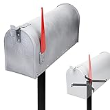 ML-Design U.S. Mailbox mit schwenkbarer Fahne und Standfuß, Beton-Optik Aluminium, 47,5x16,5x22,5cm, Briefkasten im Amerikanisches Design, Standbriefkasten Wandbriefkasten Letterbox Postkasten Postbox