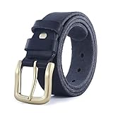 SRXFDC Gürtel Kunstleder Herren Gürtel ，3.8cm Breit Mit Silber Schnalle for Suits Jeans Casual and Formal Wear Leather Belt for Men (Color : Black, Size : 115)
