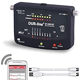 Bluetooth Easy SatFinder - DUR-line SF 4000 BT - mit 8 vor eingestellten Satelliten inkl. Smartphone-App für weitere Profi Anwendungen [Digitales SAT-Messgerät]