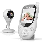 Baby Monitor mit Kamera 6,1 cm LCD-Bildschirm, Video Baby Monitor Infrarot Nachtsicht, 2,4 GHz kabellose digitale Übertragung, VOX-Modus, Temperatursensor, Schlaflieder, Zwei-Wege-Talk