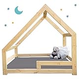 (80x160 mit Rausfallschutz) NeedSleep® Hausbett Kinderbett Holzhaus Kinder Bett Bodenbett | 70x140 80x160 90x180 | Hausbett mit Rausfallschutz | skandinavisches Design | Mädchen Junge | Asy