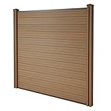 Mendler WPC-Sichtschutz Sarthe, Windschutz Zaun, WPC-Pfosten - Basiselement, 1,95m Teak