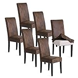 Hochlehner Esszimmerstühle Mit Abnehmbarem Stoffbezug Braun Suede 6er Set Küchenstühle Holz Modern Holzbeine Weicher Sessel Stuhl Esszimmer Stühle Stoff 6er Einfache Montage Polsterstü