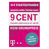 Telekom MagentaMobil Prepaid Basic SIM-Karte ohne Vertragsbindung I 9 Ct pro Min und SMS in alle dt. Netze, EU-Roaming I Dayflat für Highspeed-Surfen mit LTE Max (1,49 EUR/24h) 10 EUR Startguthab