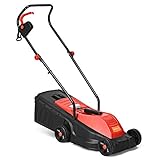 COSTWAY Rasenmäher Sichelmäher Elektro-Rasenmäher Grasmäher Elektrisch 1200W / 30L Fangkorb / 32cm Schnittbreite / 25-55 Schnitthöhenverstellung (Rot)