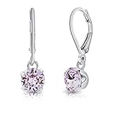 DTPSilver - Damen Klappbügel Ohrringe 925 Sterling Silber und mit Kristallen von Swarovski® Elements 6 mm Runde - Farbe : V