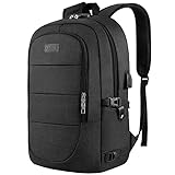 AMBOR Anti Diebstahl Laptop Rucksack, 17.3 Zoll Business Reise Rucksack Tasche mit Schloss mit USB Ladeanschluss (schw