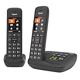 Gigaset C575A Duo, 2 Schnurlose Telefone mit Anrufbeantworter, großes Farbdisplay mit aktueller Benutzeroberfläche, Adressbuch für 200 Kontakte, Jumbo-Modus, Anrufschutz, schw