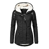 Damen Winter Jacke Winterjacke Damen Warm GefüTtert Mantel Outdoor Wasserabweisend Softshell üBergangsjacke Damen Lang Parka Mantel Mit Kapuze Outdoorjacke Winterparka GroßE GrößE Outw