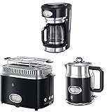 Russell Hobbs Retro Classic Noir Frühstückset Toaster, Wasserk