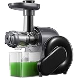 Slow Juicer, Entsafter Gemüse und Obst mit Ruhiger Motor & Umkehrfunktion & Saftkanne & Reinigungsbü