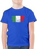 Fussball WM 2022 Fanartikel Kinder - Italien Vintage - 104 (3/4 Jahre) - Royalblau - Fussball Shirt Italien Kinder - F130K - Kinder Tshirts und T-Shirt für Jung