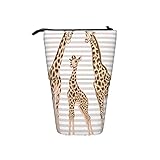 Süßes Federmäppchen,Erwachsene Giraffe und Baby-Giraffe,Teleskop-Federmäppchen Stand-Up-Stift-Tasche,Reißverschluss Portable Box Kosmetiktasche Make-up-Tasche für F