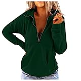 MEITING Beste Freunde Pullover Damen Pullover Reißverschluss V-Ausschnitt Stehkragen Herbst Langarm Bluse Hemd Sweatshirt Basis Langarmshirt für Frauen Mit Motiv Bedruckte Tops Streetw