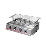 4 Brenner BBQ Grill Edelstahl Grill Barbecue Glass Shield Rauchfrei Tischgrill - LPG Gas- 2800Pa - Camping Picknick Gartenterrasse im F