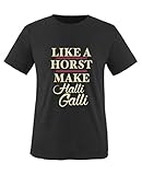 Comedy Shirts - Like a Horst Make Halli Galli - Mädchen T-Shirt - Schwarz/Beige-Fuchsia Gr. 152/164