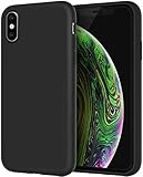 JETech Silikon Hülle für iPhone X, iPhone XS, 5,8-Zoll, seidigem Ganzkörper Handyhülle, mit weichem Mikrofaser-Innenfutter stoßfestes Abdeckung, Schw