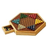 HHOSBFSS Multi-Farb-Checkers/Schach-Set, schönes Holzbrett mit Schubladen, Glasperlenspiel, Familienpension/Kinder-Pädagogische Sp