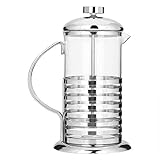 Maxmartt Espressokanne, französisch, tragbar, Edelstahl, Glas, französische Presse, Kaffee-Tasse, Kolben, Teebereiter (800 ml)