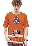 AMOMA Unisex Anime One Piece 3D Digitaldruck T-Shirt Freizeit Cartoon ACE Luffy Chopper Zoro Kurzärmliges Tops Tees(XXS,CartoonACE)