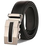 Boowhol-Belt Herren Automatische Schnalle Rindsleder Gürtel Casual Bequeme Gürtel (Schwarz)