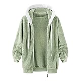 Regenjacke Damen Wasserdicht Atmungsaktiv Mit Kapuze,Winterjacke Damen Warm Gefüttert Steppjacke Übergangsjacke Winter Jacke Dicker Winddichte Teddyfell Parka M