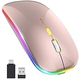 tellaLuna [Upgrade LED Kabellos Maus, Mobile Optische BüRo Maus mit USB und Typ-C EmpffNger, für Laptop, (Rose Gold)