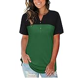 Zegeey Damen Lässiges Kurzärmliges T-Shirt mit V-Ausschnitt und Sommer-Freizeitoberteil Hemd Tops Bluse Sommer Oberteile Drucken Kurzarm Tee Top