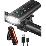 Bicycle Light Set USB Wiederaufladbare Fahrradscheinwerfer- Und Rücklicht-Set, IPX5 Wasserdicht, LED-Taschenlampe, 6 Beleuchtungsmodi, Geeignet Für Alle Fahrräder Und Straß