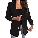 Masrin Blazer Damen Einfarbiger Anzugmantel Mode Business Anzug Langarm Bluse mit Umlegekragen Cardigan Oberteile mit einem Knopf Bürodame Berufskleidung Winterjacke Übergangsjacke Anzugjack