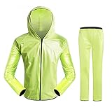 Fahrrad Regenjacke Herren,Fahrradjacke Regenhose Herren, Wasserdicht & Winddicht, Reflektierend, wasserdichte Ultraleichte Sportbekleidung,Unisex,Grün,L