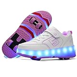 Dytxe-shelf Unisex Jungen Mädchen LED Licht Skateboardschuhe mit Rollen Drucktaste Einstellbare Roller, USB Wiederaufladbar, Outdoor Sport Running Sneak