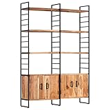 Bücherregal aus Holz, Morden Bücherregal Display Regal & Raumteiler, dekoratives Aufbewahrungsregal für Wohnzimmer Bücherregal 4 Etagen 124x30x180 cm Massivholz Ak