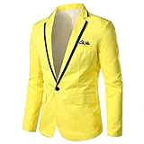 Cloudstyle Herren Casual Slim Fit Anzug Jacke 1 Knopf Täglicher Blazer Business Sport Mantel Tops - Gelb - L