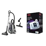AEG VX9-2-ÖKO Staubsauger mit Beutel + GR210SM Staubbeutel (70% Recyclingmaterial, Zusatzdüsen, 850 Watt (max.), 65 dB(A), 5l Beutelvolumen, 8 Staubbeutel, 1 Motorfilter, 1 Mikrofilter)