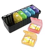 Pillendose - wöchentlicher Pillen organizer Tragbare Aufbewahrungsbox BPA-frei Tablettenbox mit großen separaten Fächern für Vitamin Fisch Öl Nahrungsergänzungsmittel Medikamente (Grau)