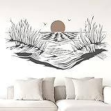 DESIGNSCAPE® Wandtattoo Sonnenuntergang in den Dünen | Farbe 1: schwarz | Größe: mittel (100 x 52 cm)