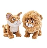 Uni-Toys - Maine Coon Katze mit Abnehmbarer Löwenmähne - 20 cm (Höhe) - Haustier - Plüschtier, Kuscheltier, HT-30177, B