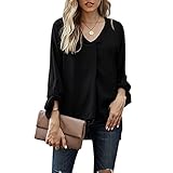 Chiffon-Hemd Frühling und Sommer V-Ausschnitt Lose Large Size Shirt Fashion Langarm-Ob