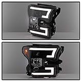 Spyder 5083531 Ford F150 2015-2017 Projektorscheinwerfer – High H1 (im Lieferumfang enthalten) – Low H7 (im Lieferumfang enthalten) – Light Bar DRL LED – Schw