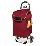 Einkaufstrolley XL Himy Einkaufsroller in bordeaux rot 78L - Shopping Cart leise Gummi Räder bis 50kg inkl. Auß