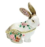 Ostern Hase Karnickel Häschen Schmuck Schatulle Pillen Dose Strass Deko Box Deko Figur Pillendose Dekofigur Tierfigur Dose Pillenbox Metall Halskette Ring Box Ohrringe Schmuckkästchen Jewelry Box